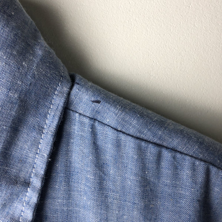 OUR BEST Long Sleeve Work Shirt, Men's Size M polyester Blue type light blue Vintage Second Hand