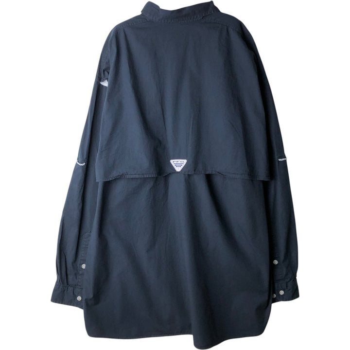 Columbia Long Sleeve Fishing Shirt, Men's XL cotton black type Vintage Second Hand