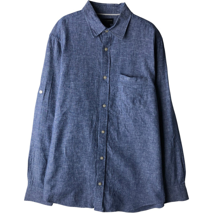 Banana Republic Long Sleeve Linen and Cotton Shirt, Men's Size L cotton blue type Vintage Second Hand