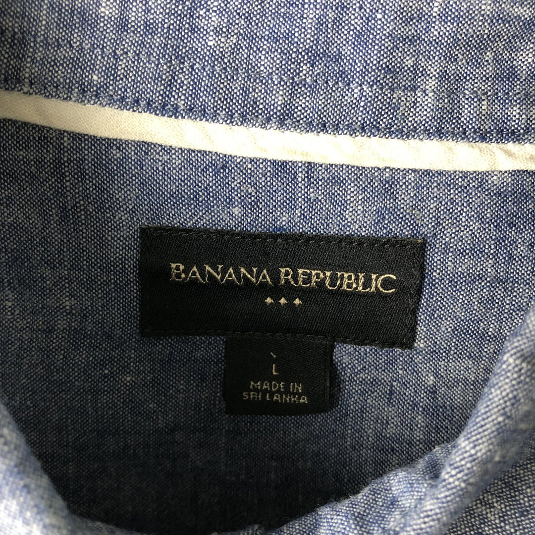 Banana Republic Long Sleeve Linen and Cotton Shirt, Men's Size L cotton blue type Vintage Second Hand