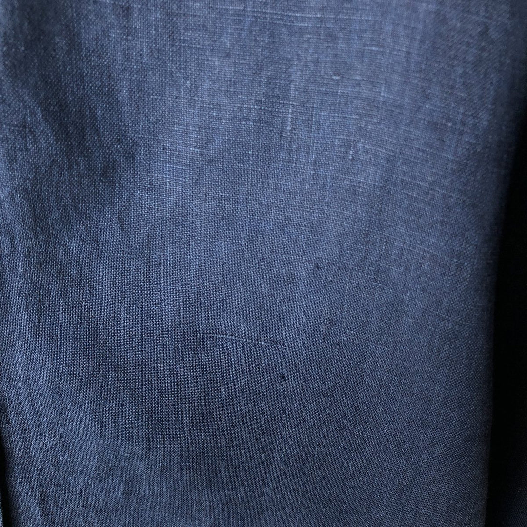 Ralph Lauren Classic Fit Long Sleeve Linen Button-Down Shirt, Men's Size Medium linen navy blue type Vintage Second Hand