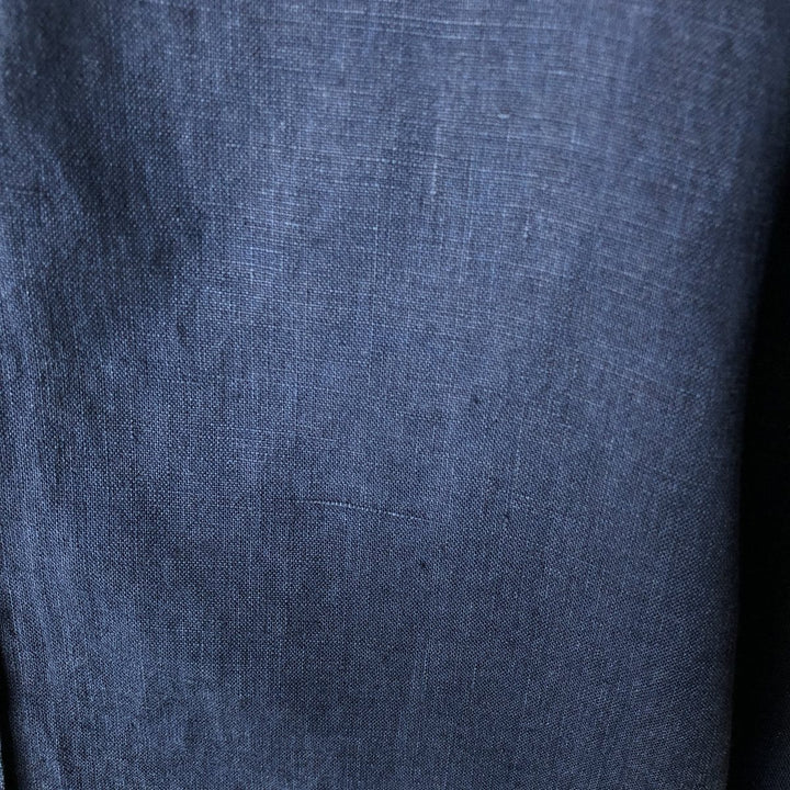 Ralph Lauren Classic Fit Long Sleeve Linen Button-Down Shirt, Men's Size Medium linen navy blue type Vintage Second Hand