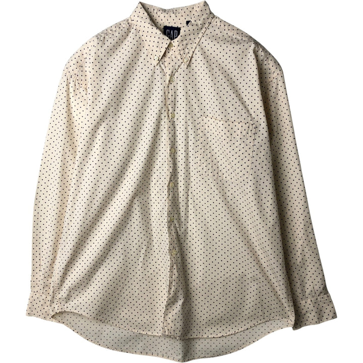 90'S GAP Old Gap Dot Pattern Long Sleeve Button Down Shirt Men's XL Vintage cotton unbleached Vintage Second Hand