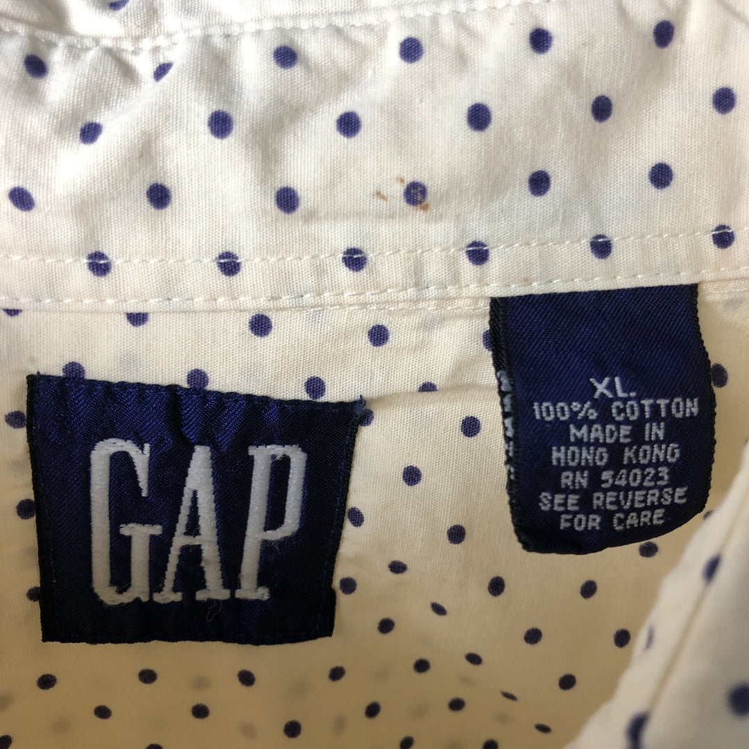90'S GAP Old Gap Dot Pattern Long Sleeve Button Down Shirt Men's XL Vintage cotton unbleached Vintage Second Hand