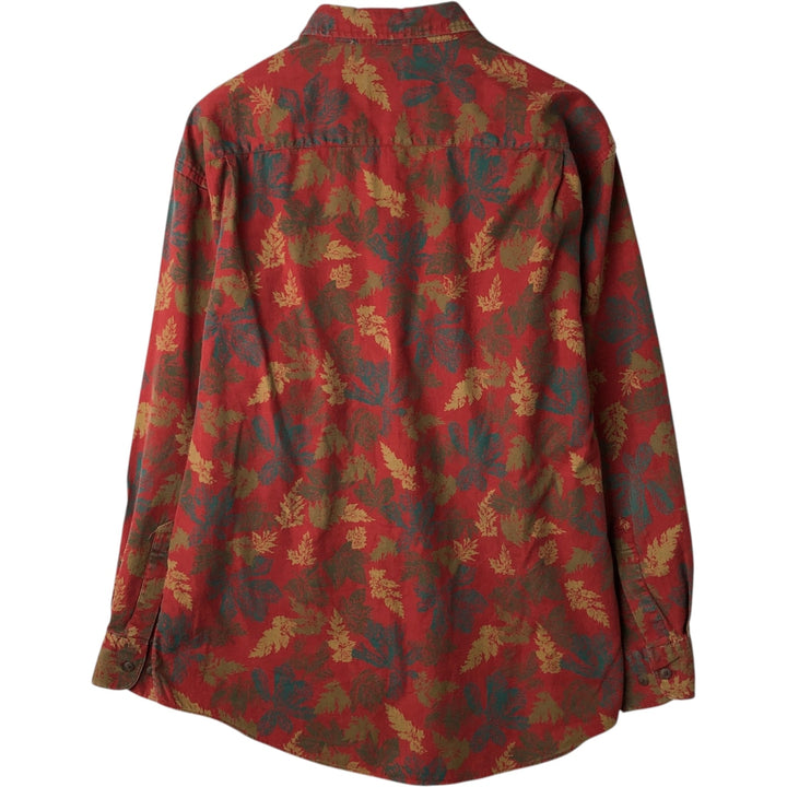 90'S GAP Old Gap Leaf Pattern Long Sleeve Button-Down Shirt, Men's Size L, Vintage cotton red type Vintage Second Hand