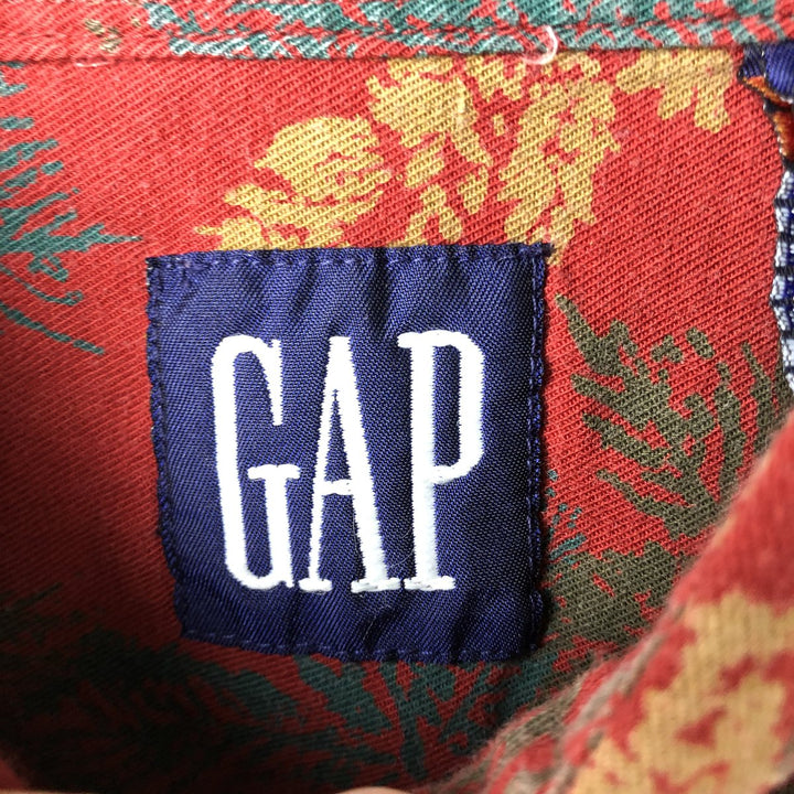 90'S GAP Old Gap Leaf Pattern Long Sleeve Button-Down Shirt, Men's Size L, Vintage cotton red type Vintage Second Hand