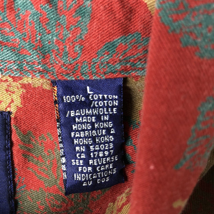 90'S GAP Old Gap Leaf Pattern Long Sleeve Button-Down Shirt, Men's Size L, Vintage cotton red type Vintage Second Hand