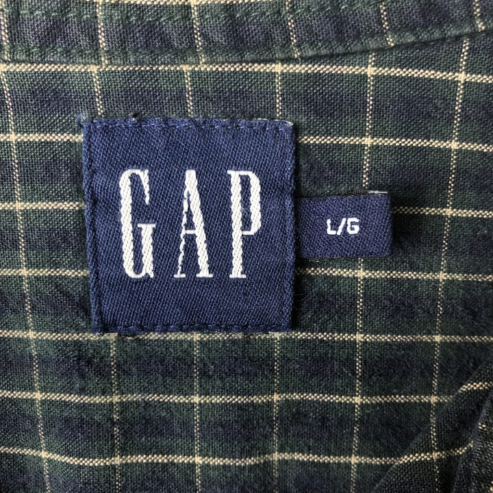 2000'S GAP Long Sleeve Check Shirt, Men's Size L cotton Green type dark green Vintage Second Hand