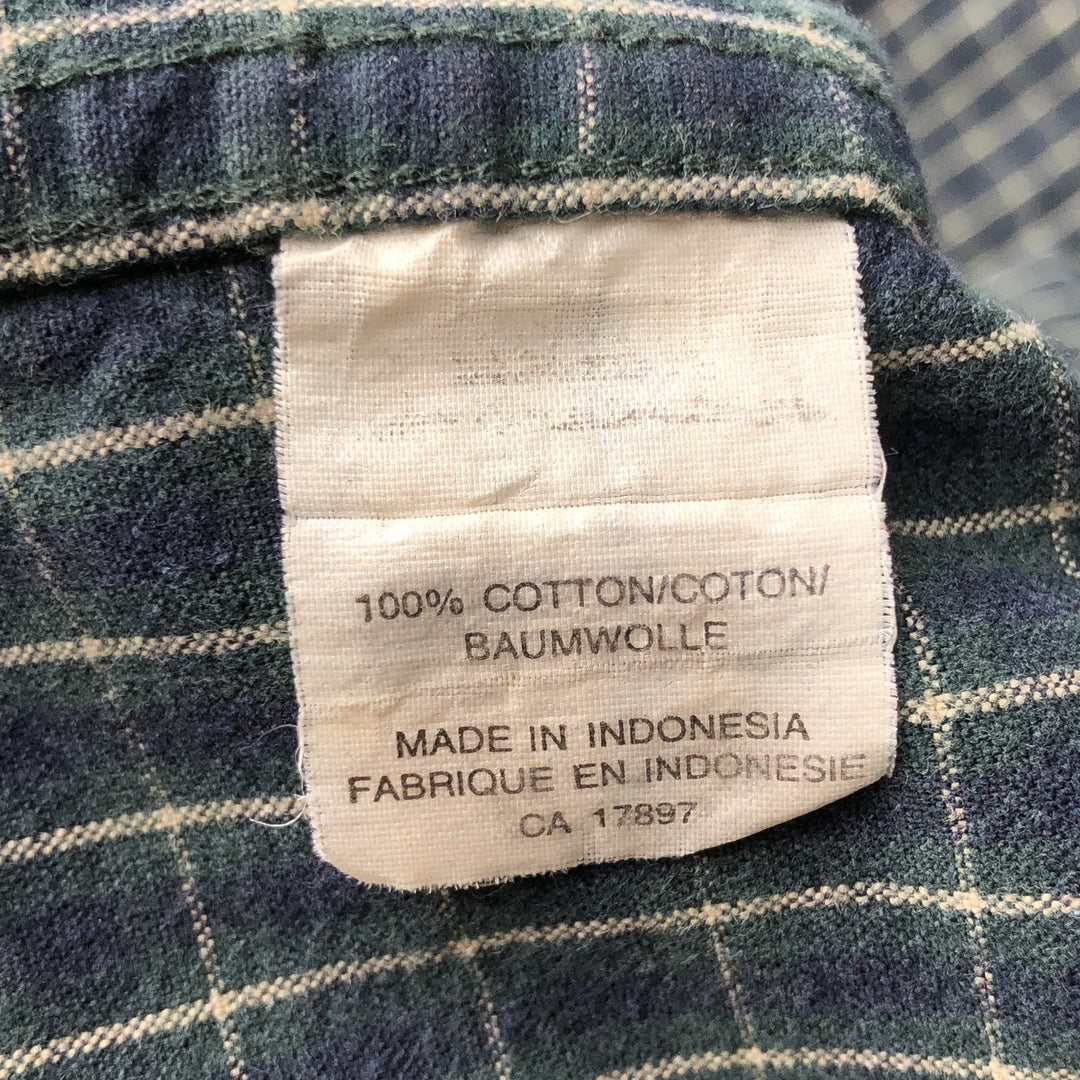 2000'S GAP Long Sleeve Check Shirt, Men's Size L cotton Green type dark green Vintage Second Hand