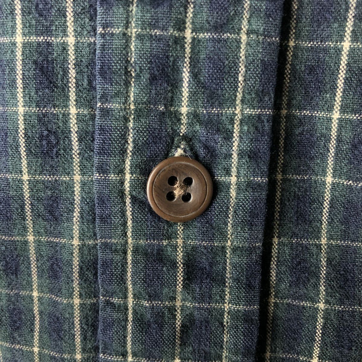 2000'S GAP Long Sleeve Check Shirt, Men's Size L cotton Green type dark green Vintage Second Hand