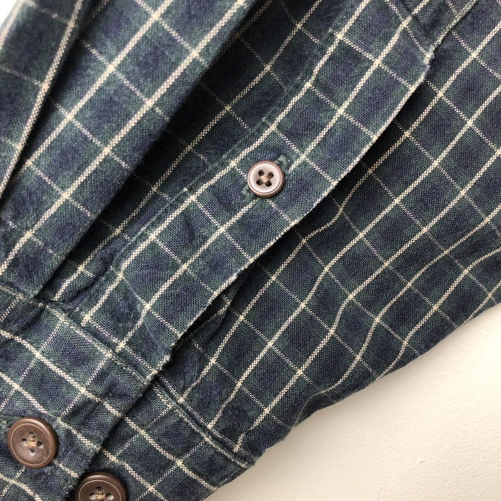 2000'S GAP Long Sleeve Check Shirt, Men's Size L cotton Green type dark green Vintage Second Hand