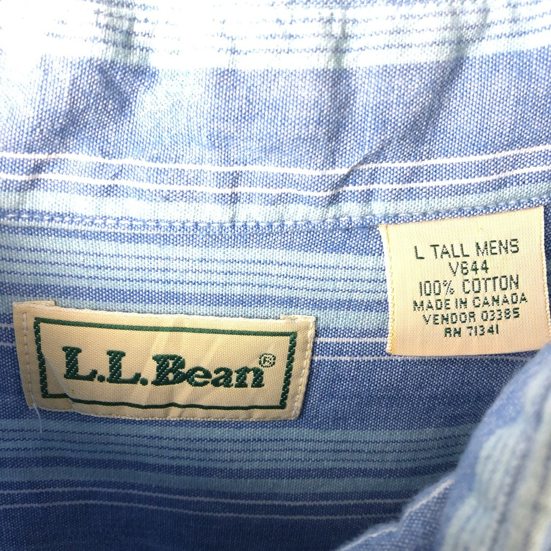 Vintage 1980'S LL Bean multi-stripe long-sleeve button-down striped shirt, made in Canada, men's size L cotton Blue type light blue Vintage Second Hand