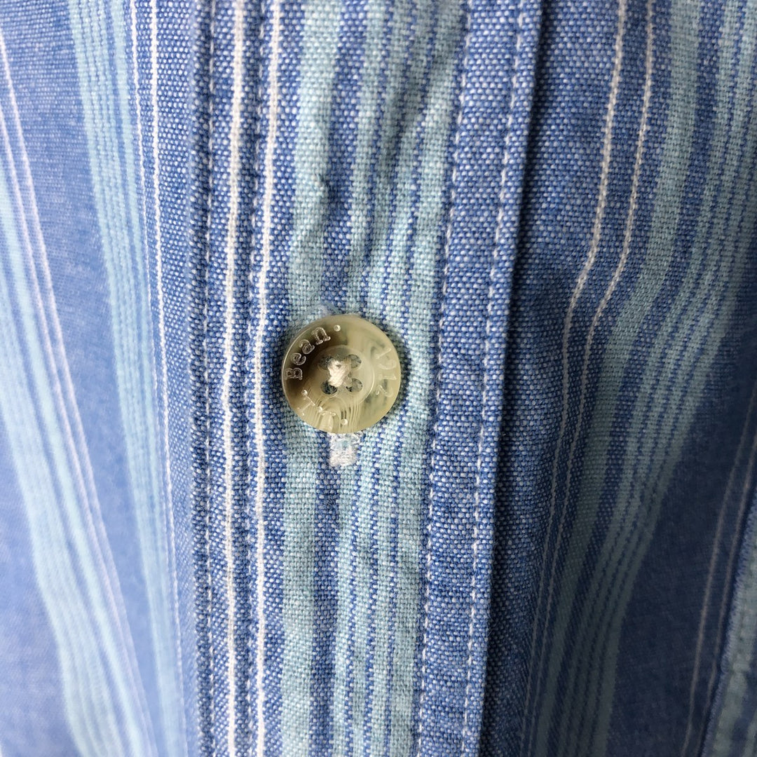 Vintage 1980'S LL Bean multi-stripe long-sleeve button-down striped shirt, made in Canada, men's size L cotton Blue type light blue Vintage Second Hand
