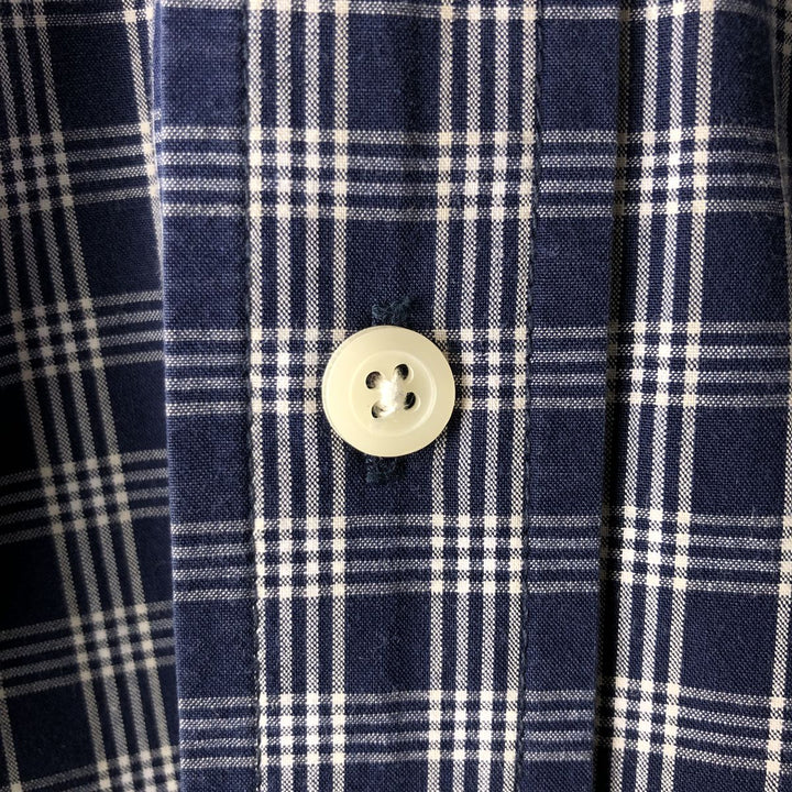 Eddie Bauer Long Sleeve Button-Down Check Shirt, Men's XL cotton navy blue type Vintage Second Hand