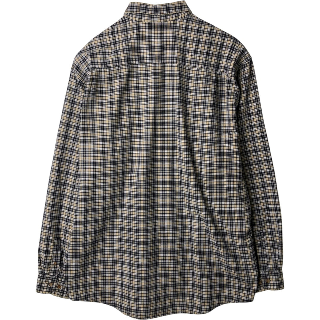 90'S Eddie Bauer Long Sleeve Button-Down Check Shirt, Men's XL, Vintage cotton navy blue type Vintage Second Hand