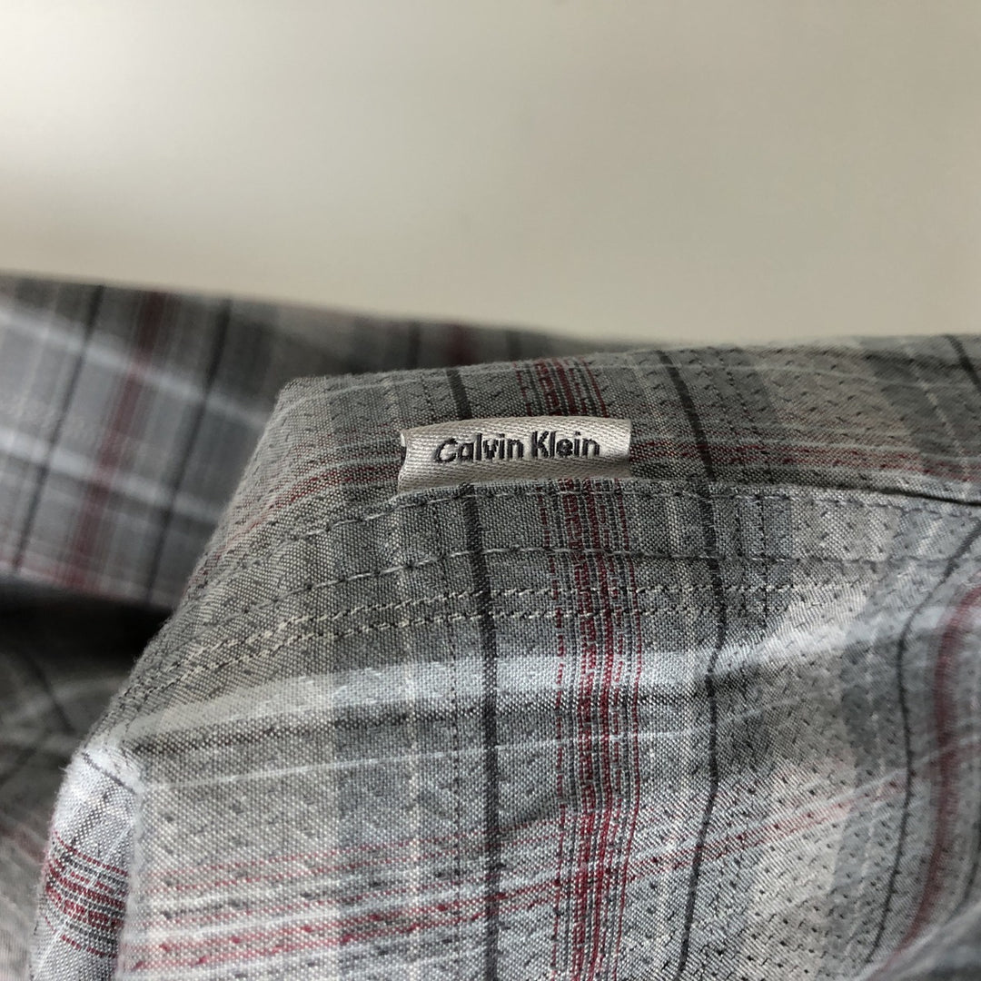 90s-00'S Vintage Calvin Klein Long Sleeve Cotton Check Shirt, Men's Size L cotton gray type Vintage Second Hand