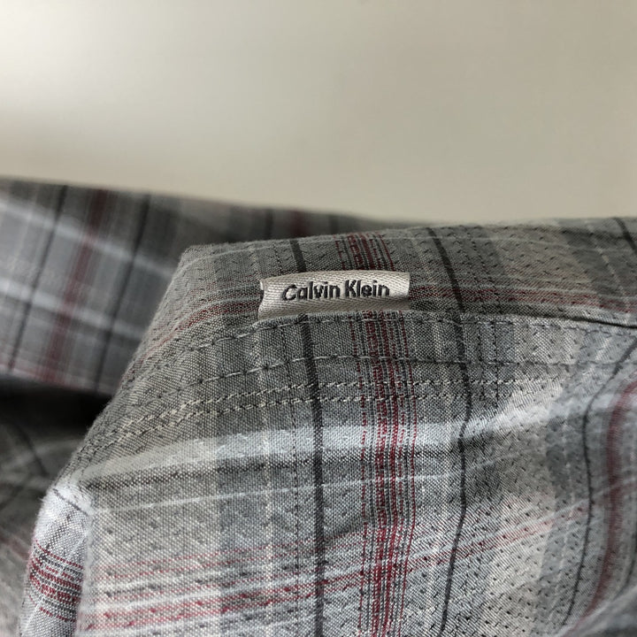 90s-00'S Vintage Calvin Klein Long Sleeve Cotton Check Shirt, Men's Size L cotton gray type Vintage Second Hand