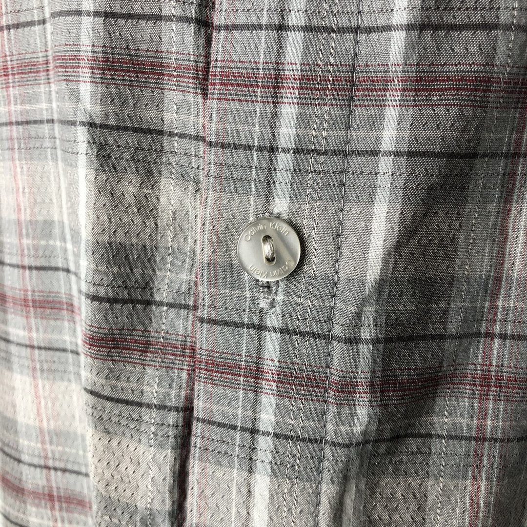 90s-00'S Vintage Calvin Klein Long Sleeve Cotton Check Shirt, Men's Size L cotton gray type Vintage Second Hand