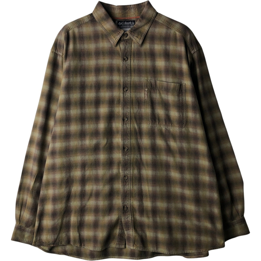 Columbia XCO Ombre Check Long Sleeve Cotton Check Shirt, Men's XL cotton ocher yellow type Vintage Second Hand