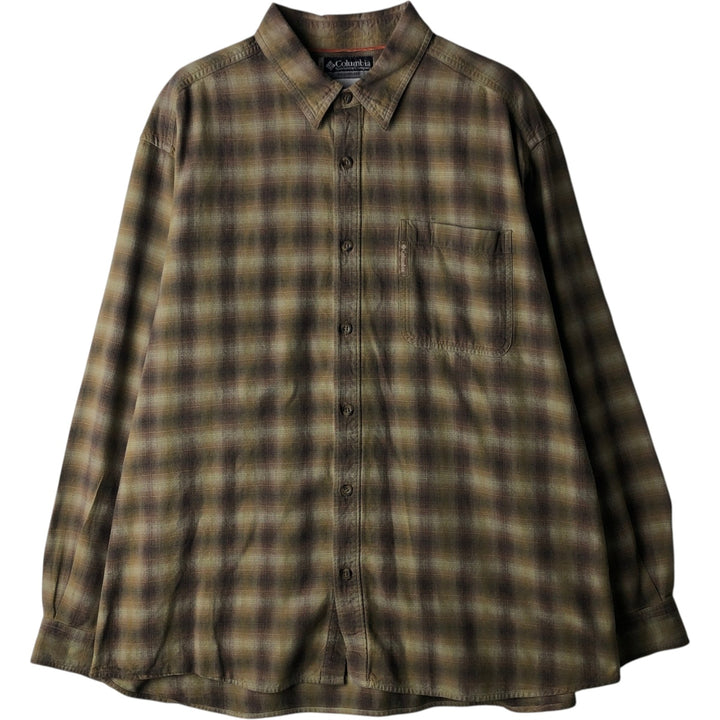 Columbia XCO Ombre Check Long Sleeve Cotton Check Shirt, Men's XL cotton ocher yellow type Vintage Second Hand