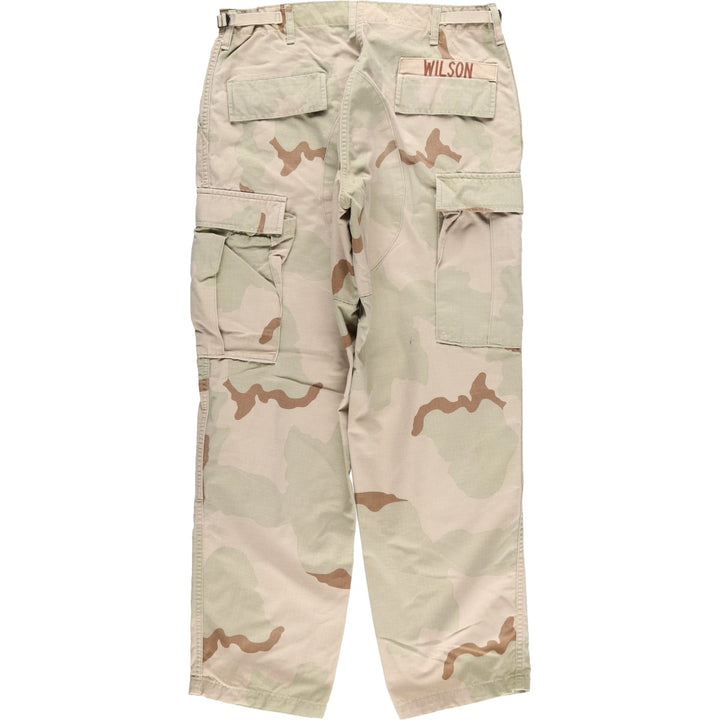 90'S US Military Camouflage Pattern 3C Desert Camo Ripstop Military Cargo Pants, Combat Pants, Made in USA, Men's Size W33 Nylon Beige type Vintage Second Hand