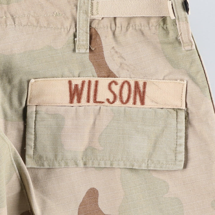 90'S US Military Camouflage Pattern 3C Desert Camo Ripstop Military Cargo Pants, Combat Pants, Made in USA, Men's Size W33 Nylon Beige type Vintage Second Hand