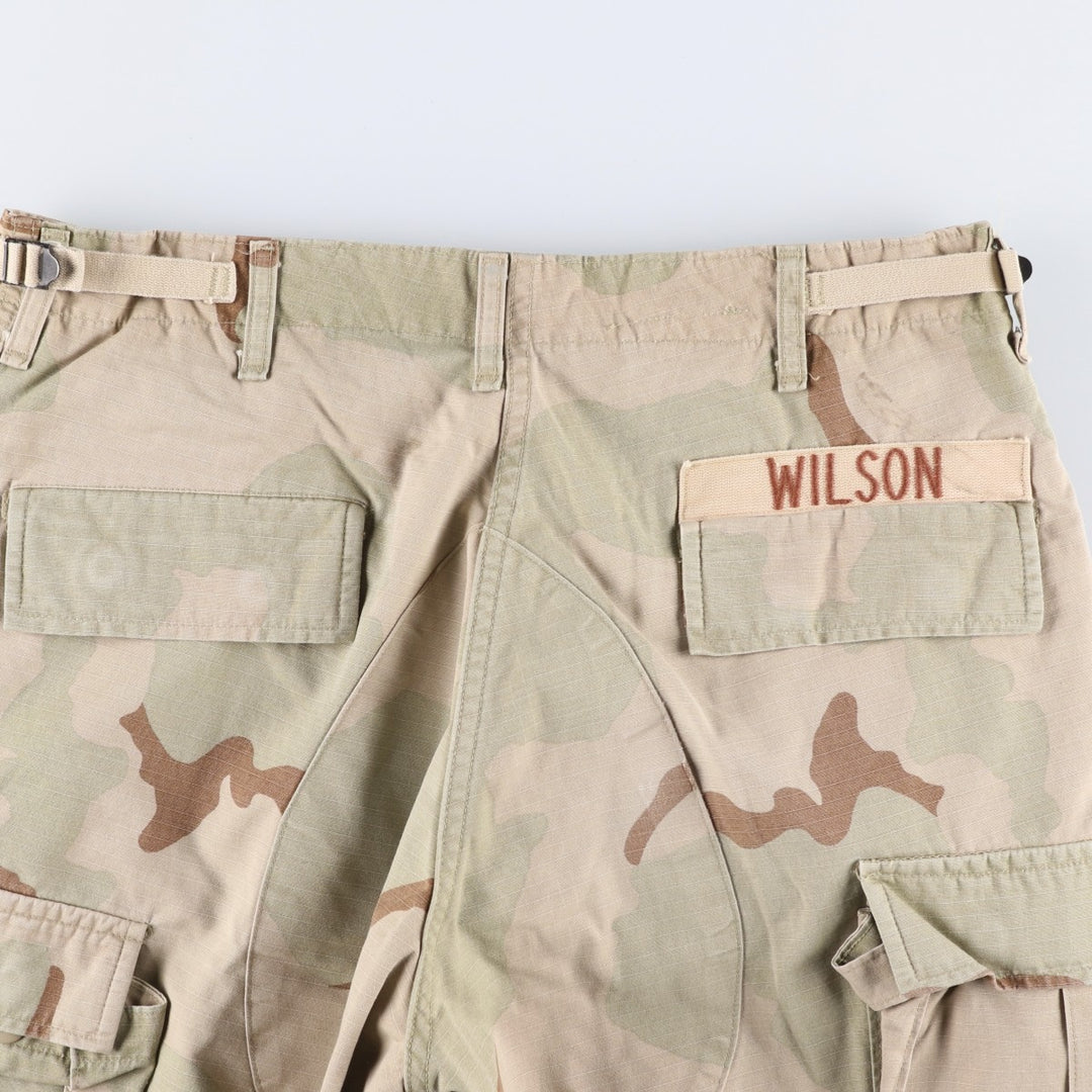 90'S US Military Camouflage Pattern 3C Desert Camo Ripstop Military Cargo Pants, Combat Pants, Made in USA, Men's Size W33 Nylon Beige type Vintage Second Hand