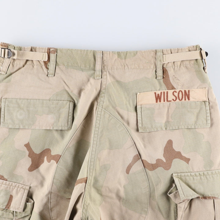 90'S US Military Camouflage Pattern 3C Desert Camo Ripstop Military Cargo Pants, Combat Pants, Made in USA, Men's Size W33 Nylon Beige type Vintage Second Hand