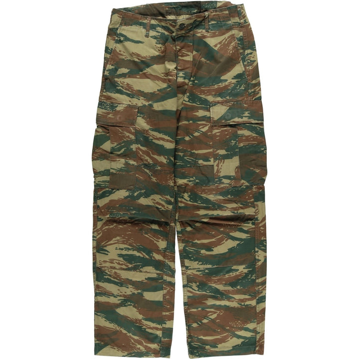 Greek Army Camouflage Pattern Lizard Camo Ripstop Military Cargo Pants, Combat Pants, Men's, Size W32 polyester Khaki type Vintage Second Hand