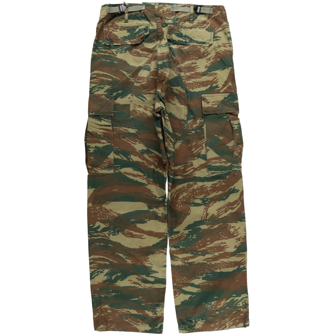 Greek Army Camouflage Pattern Lizard Camo Ripstop Military Cargo Pants, Combat Pants, Men's, Size W32 polyester Khaki type Vintage Second Hand