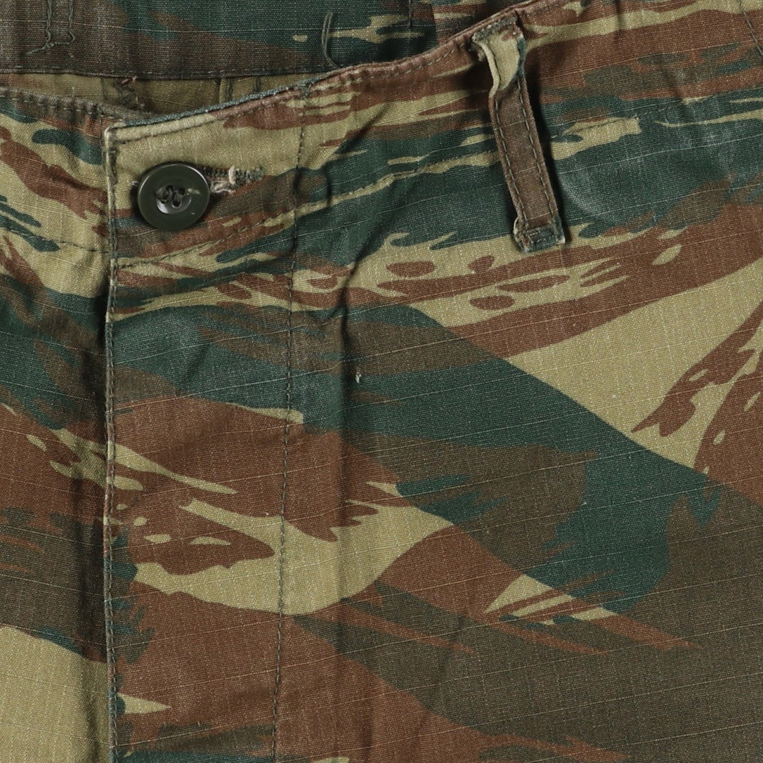 Greek Army Camouflage Pattern Lizard Camo Ripstop Military Cargo Pants, Combat Pants, Men's, Size W32 polyester Khaki type Vintage Second Hand