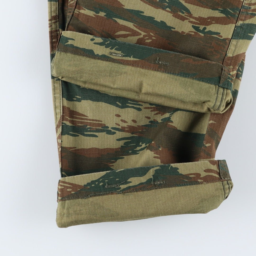 Greek Army Camouflage Pattern Lizard Camo Ripstop Military Cargo Pants, Combat Pants, Men's, Size W32 polyester Khaki type Vintage Second Hand
