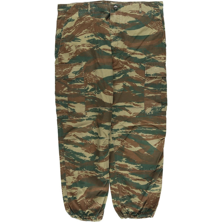 Greek Army Camouflage Pattern Lizard Camo Ripstop Military Cargo Pants, Combat Pants, Men's, Size W38 polyester Khaki type Vintage Second Hand
