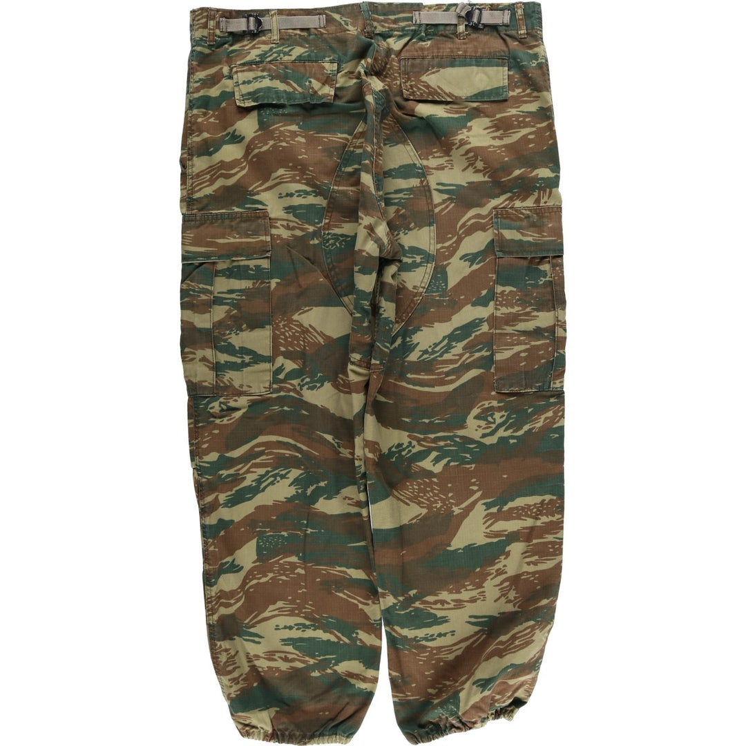 Greek Army Camouflage Pattern Lizard Camo Ripstop Military Cargo Pants, Combat Pants, Men's, Size W38 polyester Khaki type Vintage Second Hand