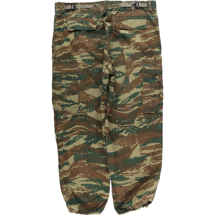 Greek Army Camouflage Pattern Lizard Camo Ripstop Military Cargo Pants, Combat Pants, Men's, Size W38 polyester Khaki type Vintage Second Hand