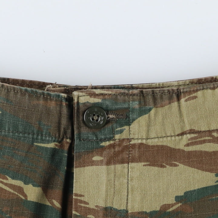 Greek Army Camouflage Pattern Lizard Camo Ripstop Military Cargo Pants, Combat Pants, Men's, Size W38 polyester Khaki type Vintage Second Hand