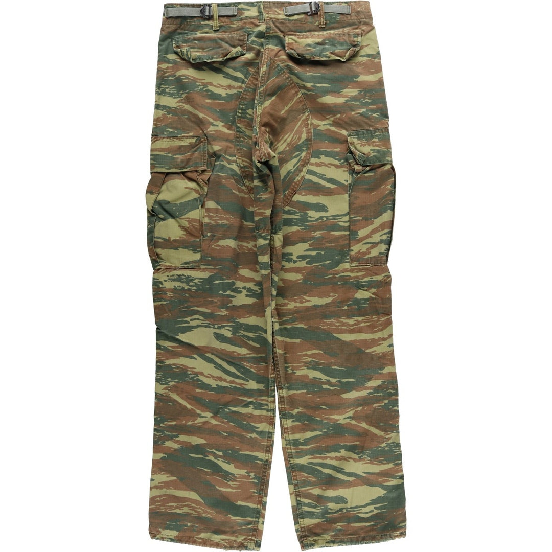 Greek Army Camouflage Pattern Lizard Camo Ripstop Military Cargo Pants, Combat Pants, Men's, Size W32 polyester Khaki type Vintage Second Hand