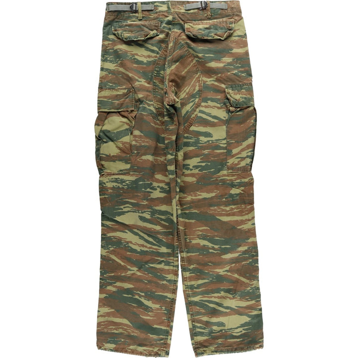 Greek Army Camouflage Pattern Lizard Camo Ripstop Military Cargo Pants, Combat Pants, Men's, Size W32 polyester Khaki type Vintage Second Hand