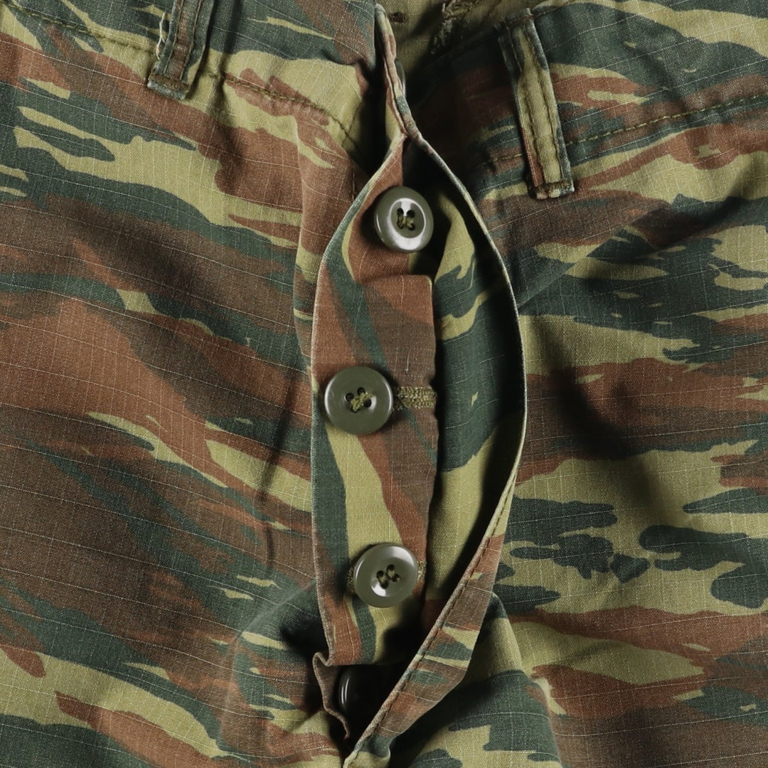 Greek Army Camouflage Pattern Lizard Camo Ripstop Military Cargo Pants, Combat Pants, Men's, Size W32 polyester Khaki type Vintage Second Hand