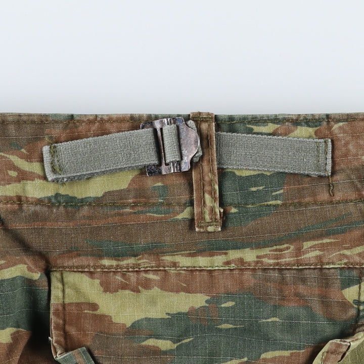 Greek Army Camouflage Pattern Lizard Camo Ripstop Military Cargo Pants, Combat Pants, Men's, Size W32 polyester Khaki type Vintage Second Hand
