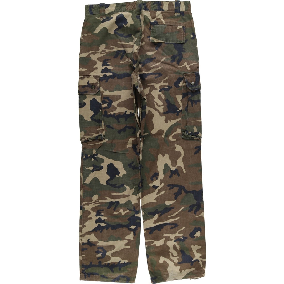 Camouflage Woodland Camo Military Cargo Pants, Combat Pants, Men's, Size W34, Ripstop unclear Khaki type Vintage Second Hand