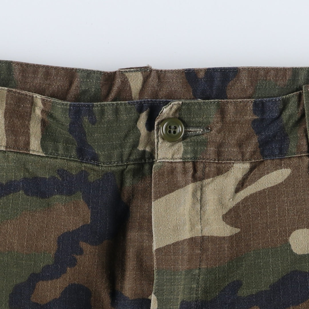Camouflage Woodland Camo Military Cargo Pants, Combat Pants, Men's, Size W34, Ripstop unclear Khaki type Vintage Second Hand