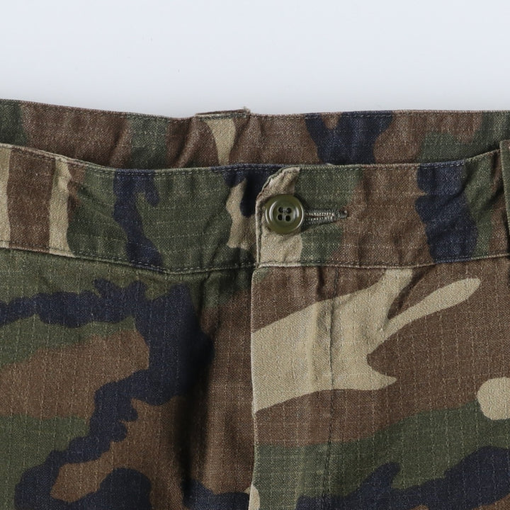 Camouflage Woodland Camo Military Cargo Pants, Combat Pants, Men's, Size W34, Ripstop unclear Khaki type Vintage Second Hand