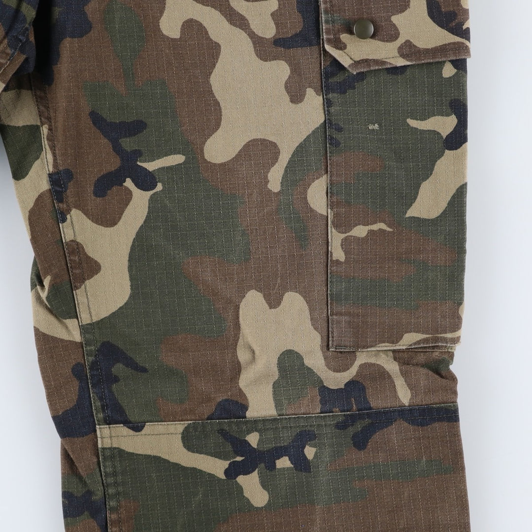 Camouflage Woodland Camo Military Cargo Pants, Combat Pants, Men's, Size W34, Ripstop unclear Khaki type Vintage Second Hand