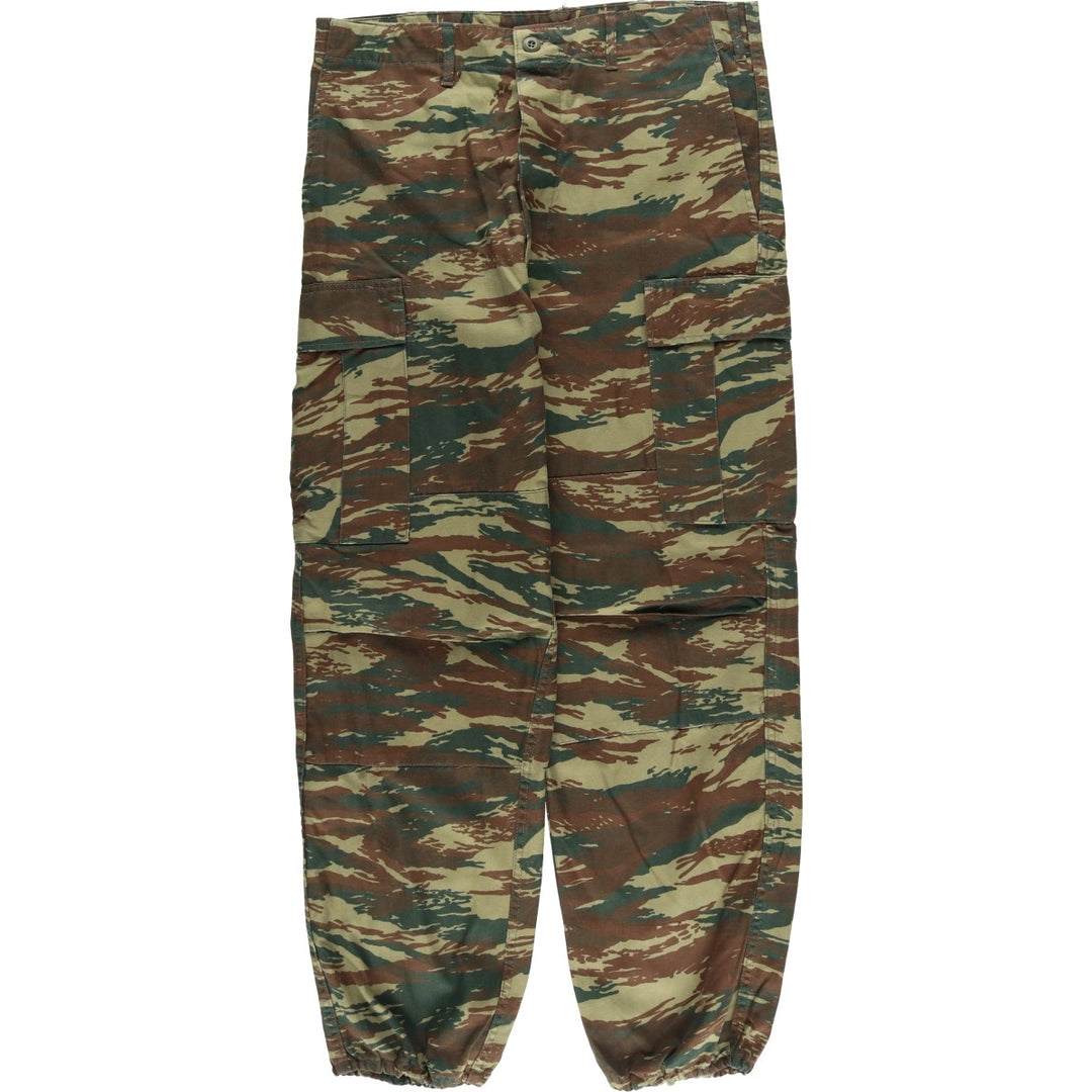 Greek Army Camouflage Pattern Lizard Camo Military Cargo Pants, Combat Pants, Men's, Size W36 polyester Khaki type Vintage Second Hand