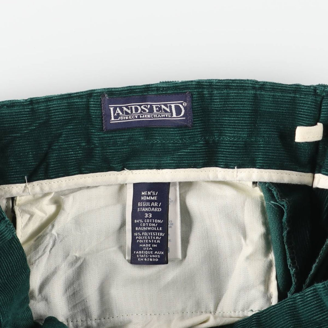 LANDS' END Corduroy Pants, Made in USA, Men's, Size W33 cotton green type Vintage Second Hand