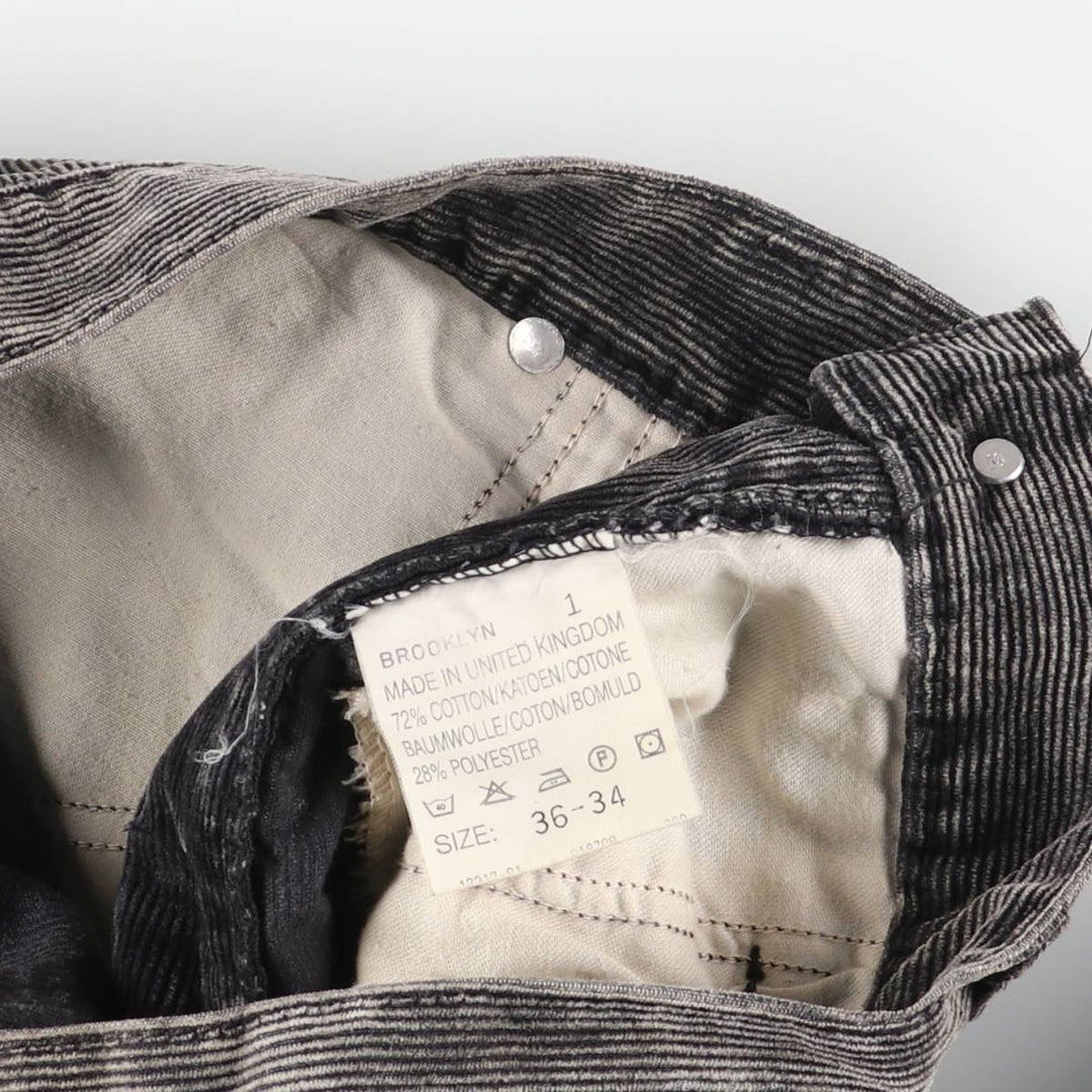 Vintage Lee corduroy pants, made in England, men's size W34. cotton black type Vintage Second Hand