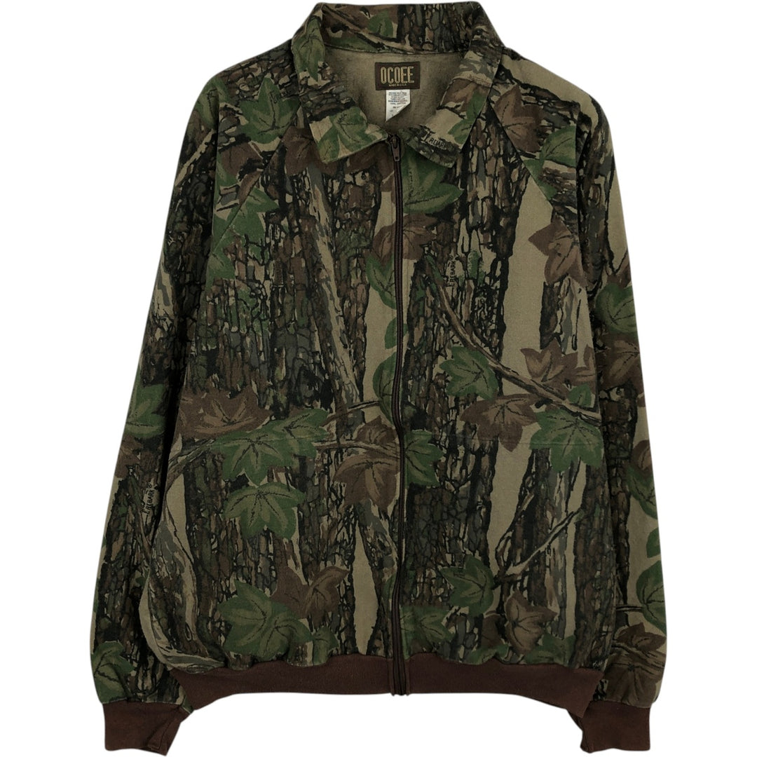 Vintage 90'S OCOEE Camouflage Pattern Realtree Camo Collared Cotton Blouson, Made in USA, Men's Size XL cotton Khaki type Vintage Second Hand