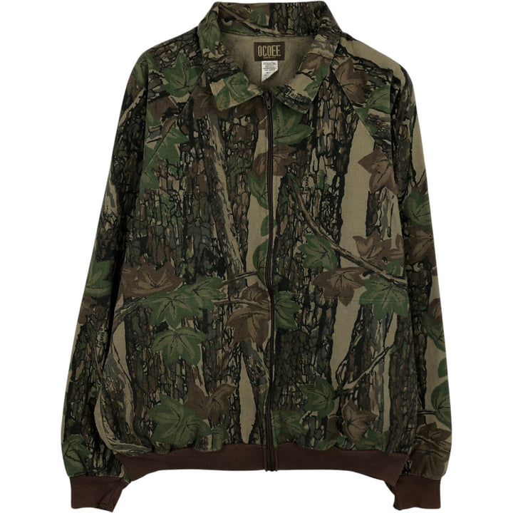 Vintage 90'S OCOEE Camouflage Pattern Realtree Camo Collared Cotton Blouson, Made in USA, Men's Size XL cotton Khaki type Vintage Second Hand