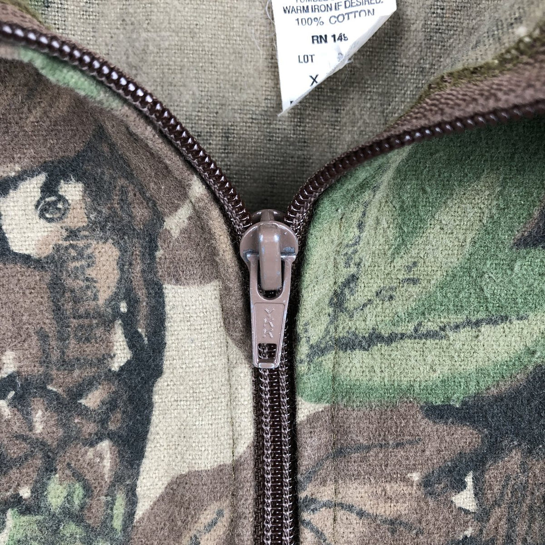 Vintage 90'S OCOEE Camouflage Pattern Realtree Camo Collared Cotton Blouson, Made in USA, Men's Size XL cotton Khaki type Vintage Second Hand